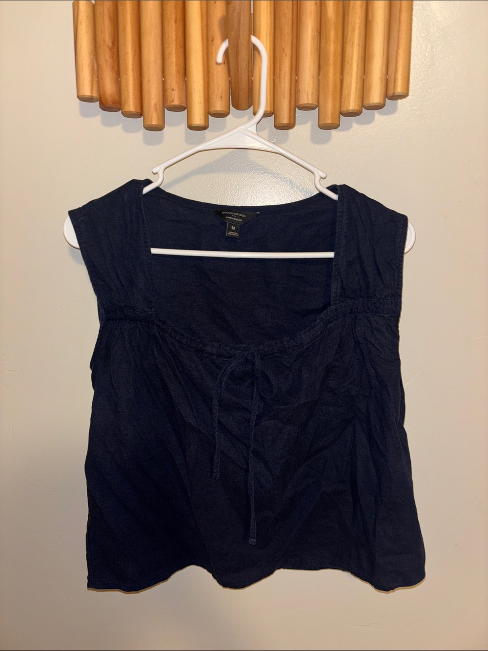 Banana Republic Dark Navy Sleeveless Tie-Front Tank